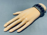 Unique Vintage Native American Navajo Jet Sterling Silver Bracelet-Nativo Arts