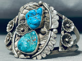 Extremely Detailed Authentic Vintage Native American Navajo Turquoise Sterling Silver Bracelet-Nativo Arts