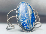 Towering Vintage Native American Navajo Denim Lapis Sterling Silver Bracelet Cuff-Nativo Arts