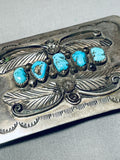Awesome Vintage Native American Navajo 5 Morenci Sterling Silver Leaves Immense Buckle-Nativo Arts
