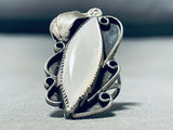 Beautiful Vintage Native American Navajo Mother Of Pearl Sterling Silver Ring-Nativo Arts