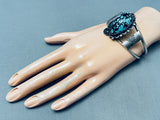 Domed Spiderweb Turquoise Vintage Native American Navajo Sterling Silver Bracelet-Nativo Arts