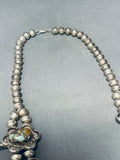300 Gram Vintage Native American Navajo Green Turquoise Sterling Silver Squash Blossom Necklace-Nativo Arts
