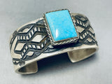 Heavy 92 G, Important Vintage Native American Navajo Turquoise Sterling Silver Bracelet