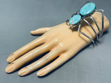 Bugs Of Turquoise Vintage Navajo Sterling Silver Bracelet Cuff-Nativo Arts
