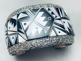 The Best 6 Inch Wrist Vintage Native American Navajo Inlay Sterling Silver Bracelet-Nativo Arts