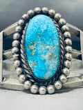 Tremendous Vintage Native American Navajo Pilot Mountain Turquoise Sterling Silver Bracelet-Nativo Arts