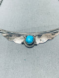 Unforgettable Vintage Native American Navajo Blue Gem Turquoise Sterling Silver Necklace-Nativo Arts