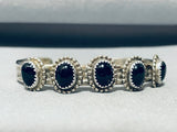 Elegant Vintage Native American Navajo 5 Black Onyx Sterling Silver Bracelet-Nativo Arts