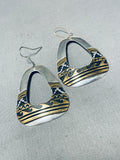 Native American Fascinating Vintage Sterling Silver Gold Craft Thomas Singer Earrings-Nativo Arts