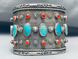 130 Grams Heavy Vintage Native American Navajo Turquoise Sterling Silver Thomas Bracelet-Nativo Arts