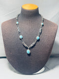 One Of The Most Unique Woven Sterling Silver Vintage Turquoise Necklace-Nativo Arts
