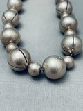Hand Tooled Vintage Native American Navajo Sterling Silver Balls Necklace Old-Nativo Arts