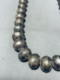 Longer 30 Inch Vintage Native American Navajo Sterling Silver Bead Necklace Old-Nativo Arts