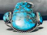 The Best Vintage Native American Navajo Blue Diamond Turquoise Mine Sterling Silver Bracelet-Nativo Arts