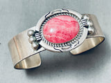 Larry Moses Yazzie Vintage Native American Navajo Rhodochrosite Sterling Silver Bracelet-Nativo Arts