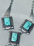 Signed Vintage Native American Navajo Royston Turquoise Sterling Silver Necklace-Nativo Arts