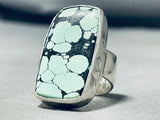 Stunning Native American Navajo Green Waterweb Turquoise Sterling Silver Immense Ring-Nativo Arts