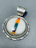 Native American Fascinating Vintage Santo Domingo White Shell Sterling Silver Pendant-Nativo Arts