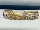 Art In The Details!! Vintage Native American Navajo Turquoise Inlay Sterling Silver Bracelet-Nativo Arts