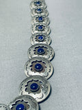 Statement Vintage Native American Navajo Lapis Sterling Silver Shadowbox Pillow Necklace-Nativo Arts