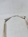 Heavy 161 Grams Vintage Native American Navajo Sterling Silver Turquoise Heishi Necklace-Nativo Arts