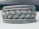 Hand Woven Vintage Native American Navajo Sterling Silver Bracelet Cuff-Nativo Arts
