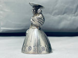 Fully Functioning Bell! Sterling Silver Vintage Native American Navajo Signed-Nativo Arts