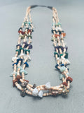 One Of The Best Vintage Native American Navajo Tan Heishi Sterling Silver Turquoise Necklace-Nativo Arts