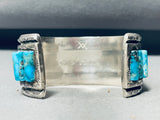 Carol Ann Vintage Native American Navajo Turquoise Row Inlay Sterling Silver Bracelet-Nativo Arts