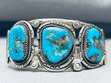 Superior Vintage Native American Navajo Morenci Turquoise Sterling Silver Bracelet-Nativo Arts