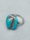 One Of The Coolest Vintage Navajon Turquoise Inlay Sterling Silver Ring-Nativo Arts