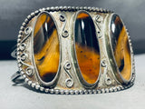 One Of The Best Vintage Native American Navajo Tiger Eye Sterling Silver Bracelet Old-Nativo Arts