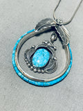 Les Baker Rare Vintage Native American Navajo Turquoise Heishi Sterling Silver Teardrop Necklace-Nativo Arts