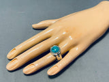 Native American Awesome Vintage Kingman Turquoise Dome Sterling Silver Huge Ring-Nativo Arts