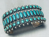 One Of Best Triple Row Early Vintage Native American Navajo Turquoise Sterling Silver Bracelet-Nativo Arts