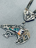Gasp! Vintage Native American Navajo Turquoise Inlay Sterling Silver Necklace-Nativo Arts