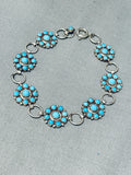 Fabulous Vintage Native American Navajo Sleeping Beauty Turquoise Sterling Silver Link Bracelet-Nativo Arts
