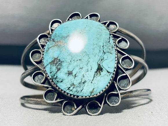 Beautiful Vintage Native American Navajo Blue Diamond Turquoise Sterling Silver Bracelet-Nativo Arts