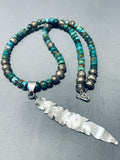Rare Vintage Native American Navajo Turquoise Necklace Sterling Silver Feather Necklace-Nativo Arts