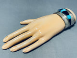 6 Inch Wrist Water Wave Vintage Native American Navajo Turquoise Sterling Silver Inlay Bracelet-Nativo Arts