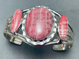 Very Rare Vintage Native American Navajo Rhodochrosite Sterling Silver Bracelet Cuff-Nativo Arts
