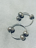 Marvelous Vintage Native American Navajo Sterling Silver Hoop Earrings-Nativo Arts
