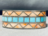 6.5 Inch Wrist Vintage Native American Navajo Turquoise Shell Sterling Silver Bracelet-Nativo Arts