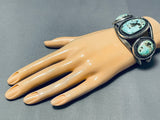 Authentic Vintage Native American Navajo Pilot Mountain Turquoise Sterling Silver Bracelet-Nativo Arts