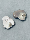 Stunning Vintage Native American Navajo Charoite Sterling Silver Leaf Earrings-Nativo Arts