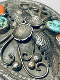 Important Early Albert Lee Vintage Native American Navajo Turquoise Sterling Silver Buckle-Nativo Arts