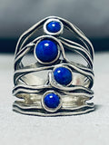 Unique Native American Navajo Lapis Sterling Silver Ring-Nativo Arts