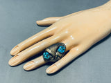 Old Powerful Heavy Vintage Native American Navajo Turquoise Sterling Silver Ring-Nativo Arts