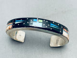 Gil Smith 6.5 Inch Wrist Native American Navajo Inlay Pueblo Sterling Silver Bracelet Cuff-Nativo Arts